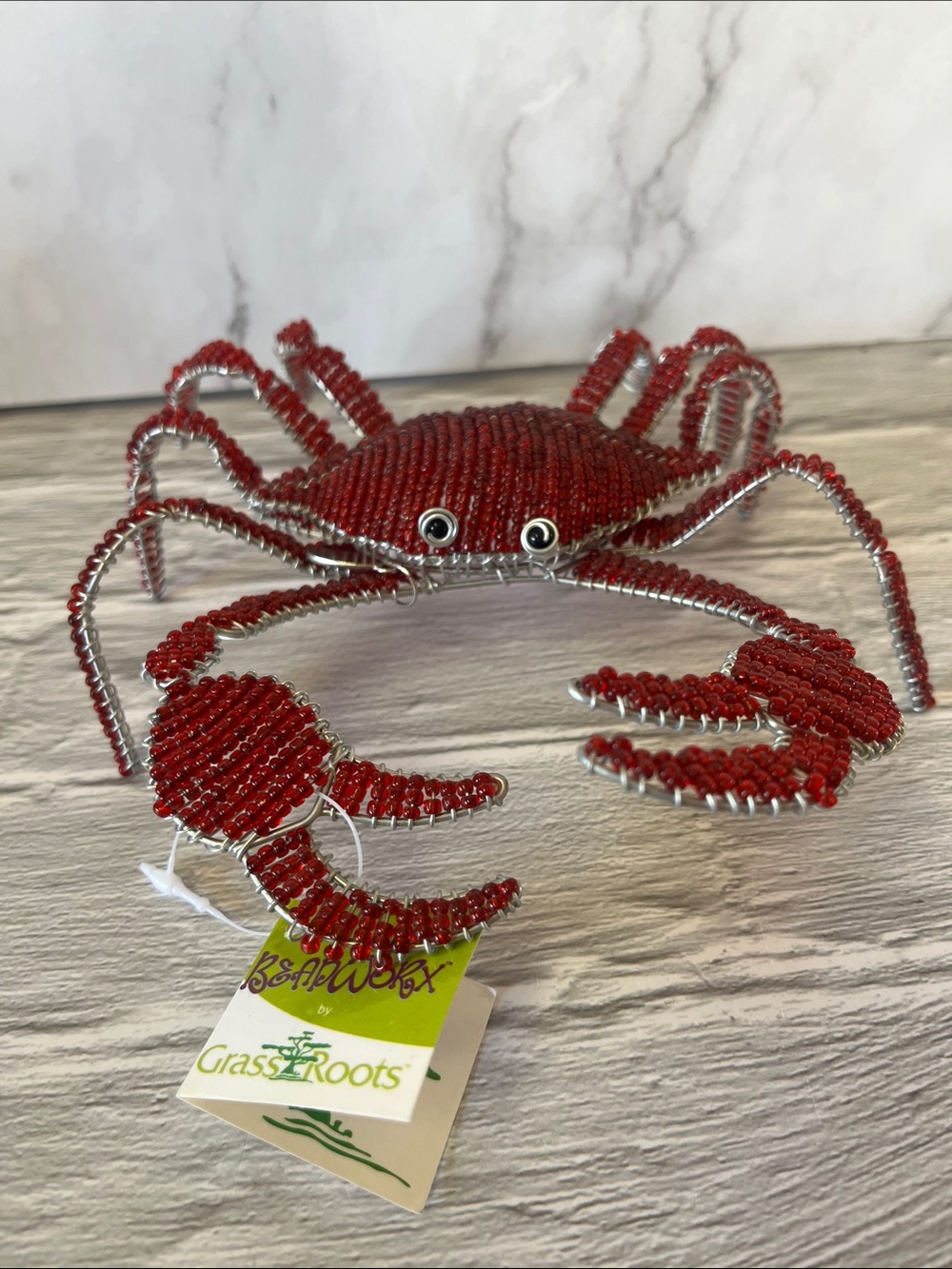 New Beadworx Grass Roots Hand Sculpted Beaded Red Crab